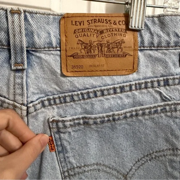 Vintage Levi's Blue Jorts Orange Tag 36920 'Regular Fit' Mom Shorts Size 14 - Picture 4 of 8